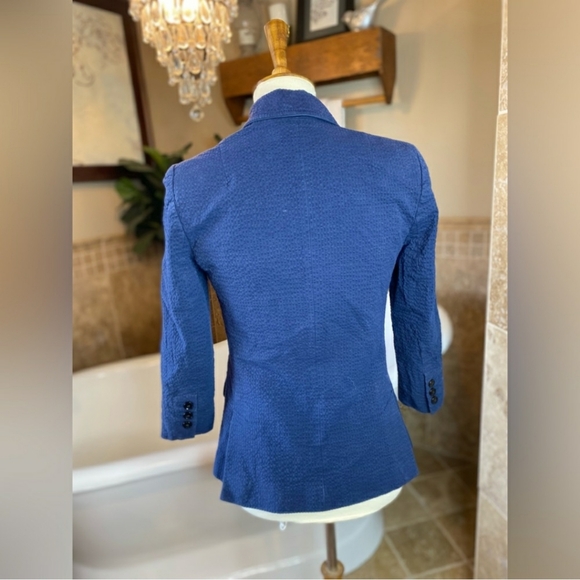 Banana Republic Size 4 Navy Blue Textured Blazer - Picture 4 of 7